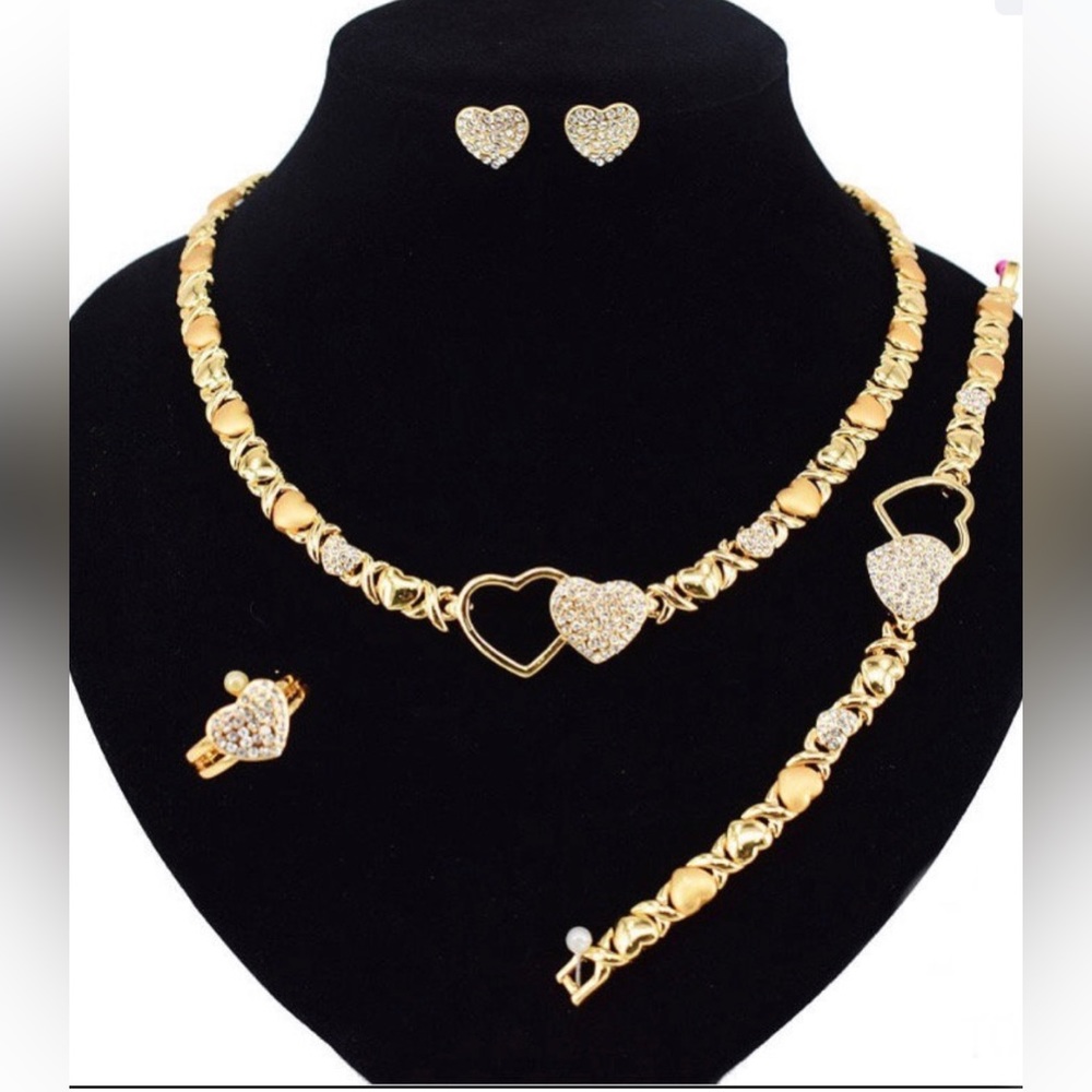 Women XoXo Double Heart Jewelry Set